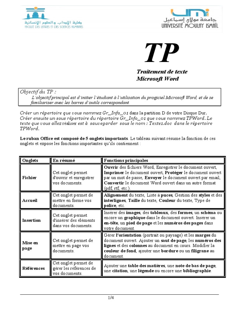 TP - Word 1 | PDF | Ordinateurs