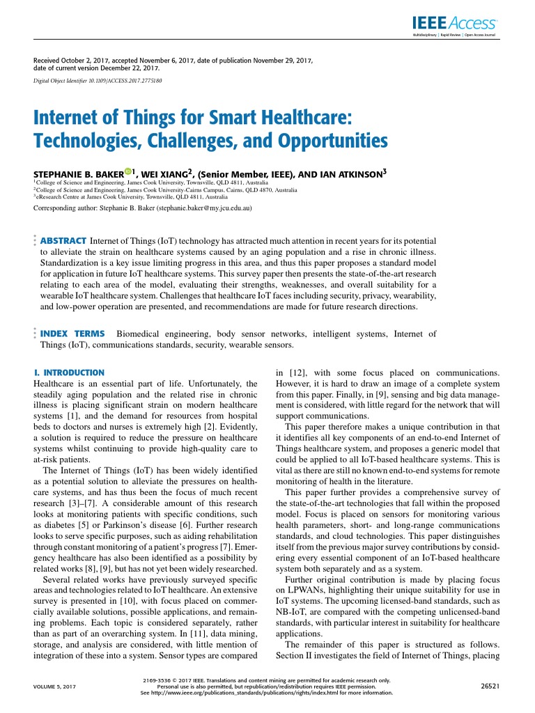 IoT in Smart Healthcare: Challenges & Opportunities | PDF | Internet Of ...