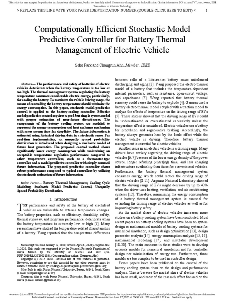 Computationally Efficient Stochastic Model Predictive Controller For ...