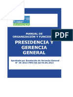PLAN 10029 Manual de Organización y Funciones de La Presidencia Del Directorio y Gerencia General Del FMV. 2013