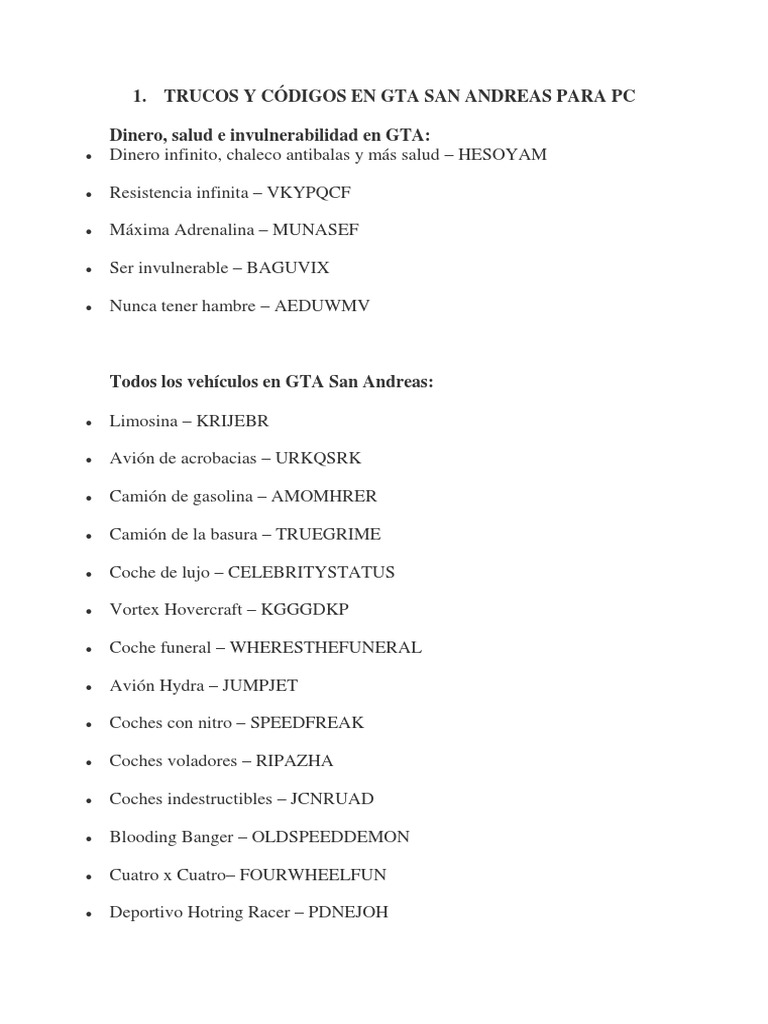 Trucos GTA 5 en PC  Todos los códigos y claves; salud, armas, coches y  mucho más - Meristation