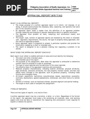 APPRAISAL REPORT WRITING