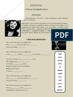 Edith Piaf Non Je Ne Regrette Rien Chansons Comprehension Orale Fiche Pedagogique - 95282