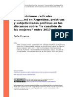 Sofía Corazza (2019) - Los Feminismos Radicales (Radfem) en Argentina, Prácticas y Subjetividades Políticas en Los Discursos Sobre " (... )