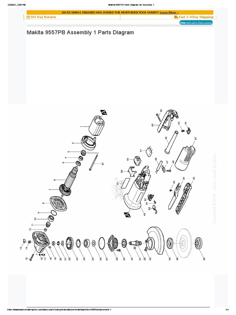 Makita 9557PB Parts Diagram For Assembly 1 PDF Equipment Machines