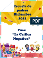 ESCUELA DE PADRES - DICIEMBRE 2021 - LA CRÍTICA NEGATIVA