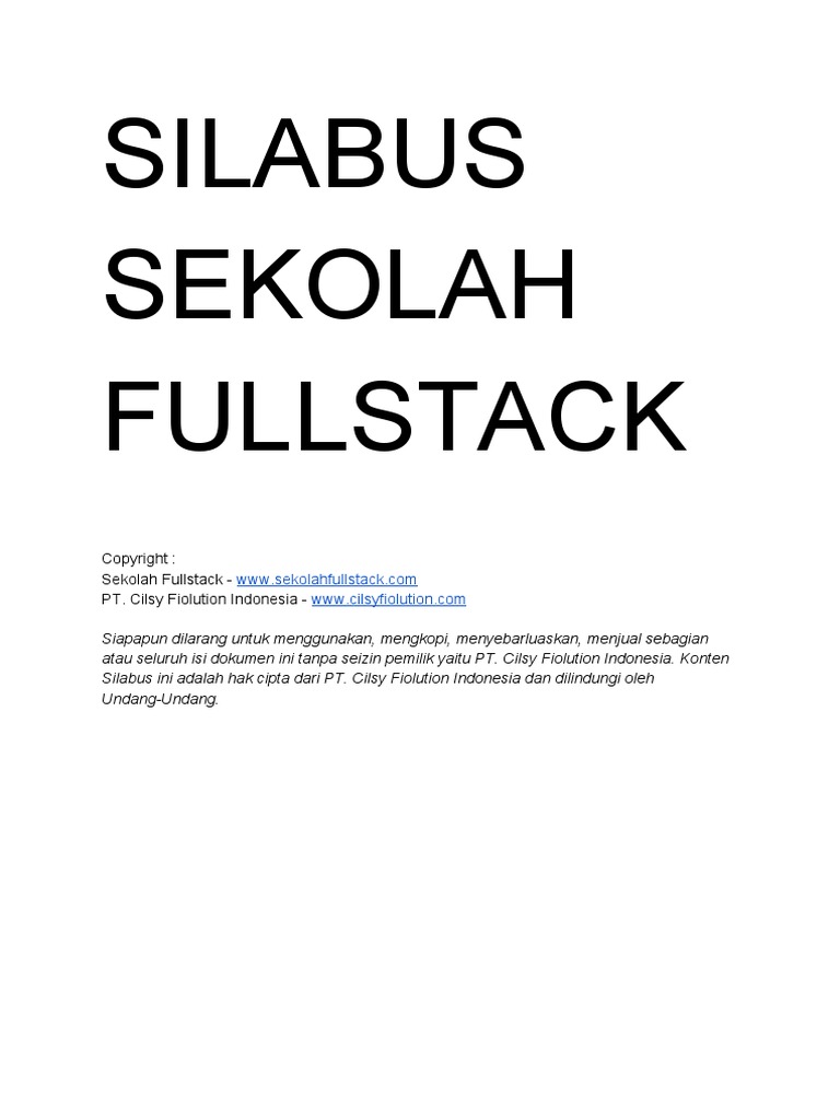 Silabus Kursus Fullstack Developer | PDF | Html | Java Script
