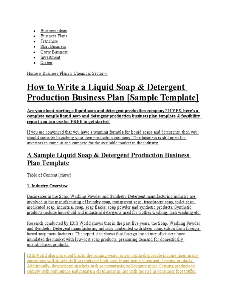 Business Plan Detergent PDF Point Of Sale Banks