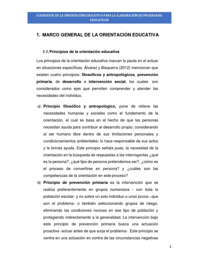 Elementos de la Orientación Educativa | PDF | Aprendizaje | Sicología