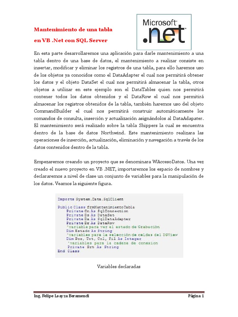 Mantenimiento de Una Tabla | PDF | Bases de datos | Servidor SQL de ...