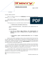 Draft Termination Letter of MR - Rene Agapito - Cherry Bus Palawan