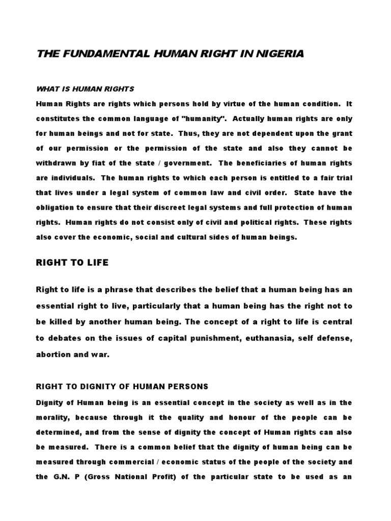 Human Rights Overview in Nigeria | PDF | Freedom Of Movement | Human Rights