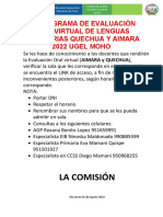 Cronograma de Evaluación Oral en Forma Virtual Lenguas Originarias Virtual