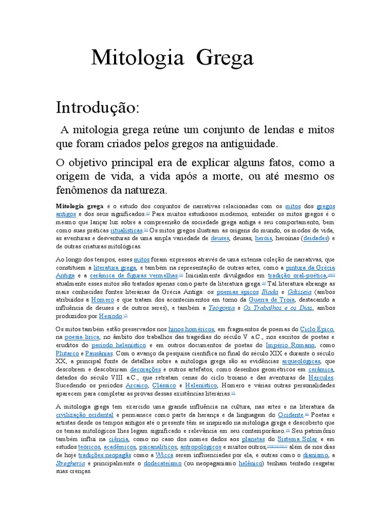Mitologia Grega | PDF | Mitologia grega | Poesia