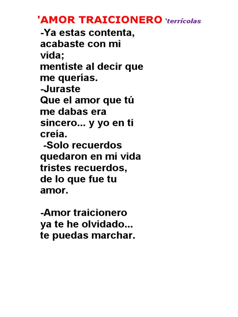 Amor Traicionero: Poema de Desamor | PDF, image size:768x1024