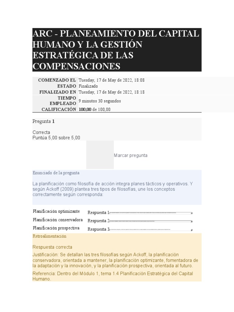 EXAMEN FINAL MODULO 1 Planeamiento Del Capital Humano | PDF ...