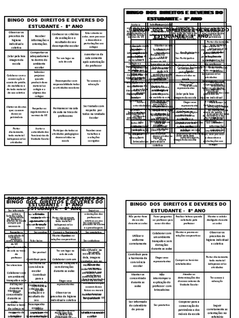 Direitos e Deveres do Estudante - 8º Ano | PDF | Pedagogia | Escolas