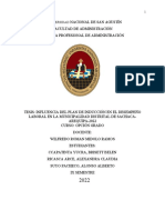 Influencia del plan de inducción en el desempeño laboral en la Municipalidad Distrital de Sachaca