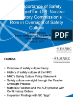 The Importance of Safety Culture and The U.S. Nuclear Regulatory Commission's Role in Oversight of Safety Culture