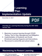 2021.12.09 SUPERINTENDENTS REPORT Learning Recovery Plan Update Presentation