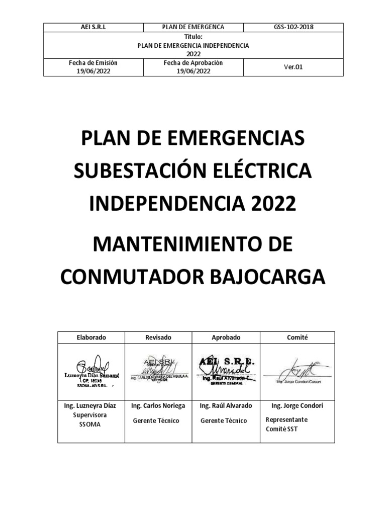 Plan de Emergencia Subestación 2022 | PDF | Naturaleza