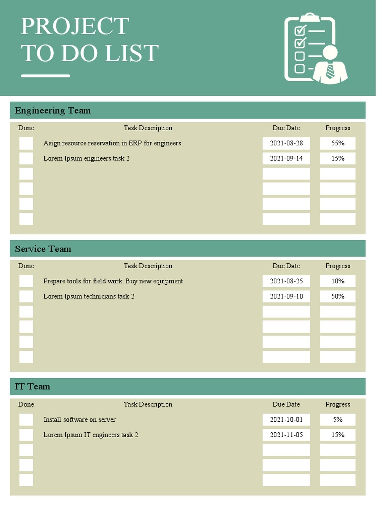 Project To Do List Template - TemplateLab.com | PDF