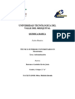 Universidad Tecnólogica Del Valle Del Mezquital: Quimica Basica