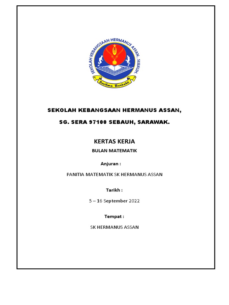 Rancangan Bulan Matematik Sk Hermanus Assan Sebauh Sarawak 2022 Pdf