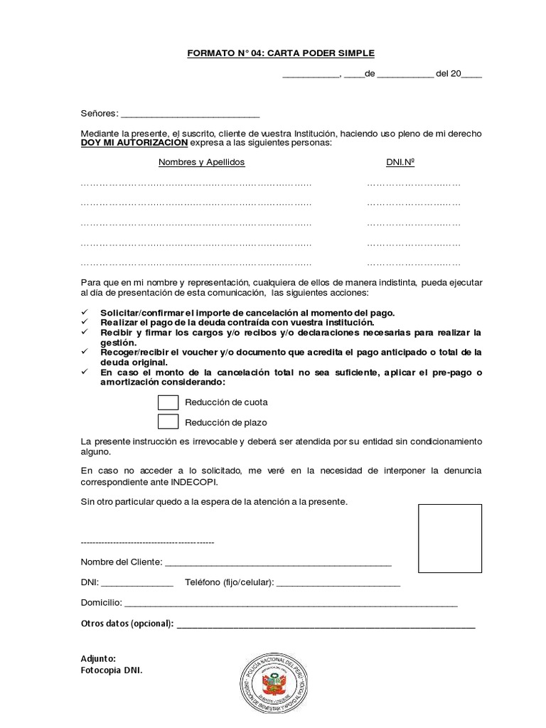 Carta Poder para Comercio | PDF | Finanzas y dinero