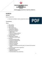 Temario Examen de Admision 202202 Con Excepcion de Arquitectura Ingenieria Medicina