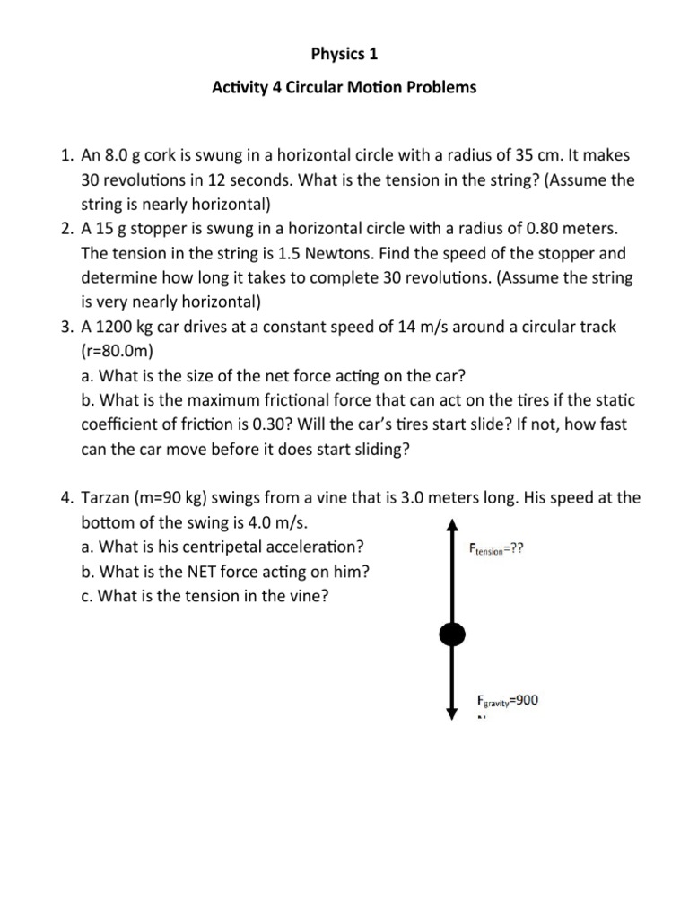 Circular Motion and Rotational Motion Activity With Solution | PDF ...
