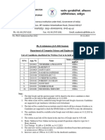 List of Shortlisted Candidates For Written Test - PHD Admission - Jan 2022 Session