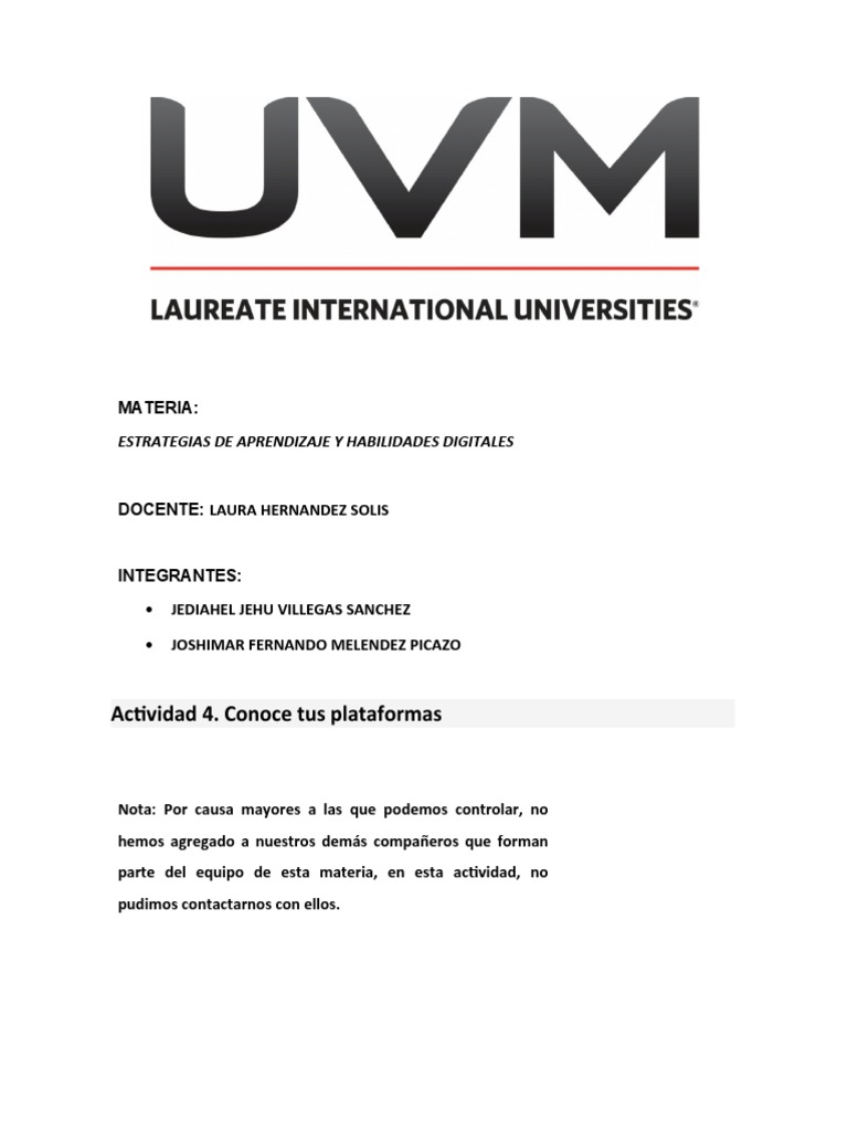Estrategias de aprendizaje y habilidades digitales UVM | PDF | Aprendizaje