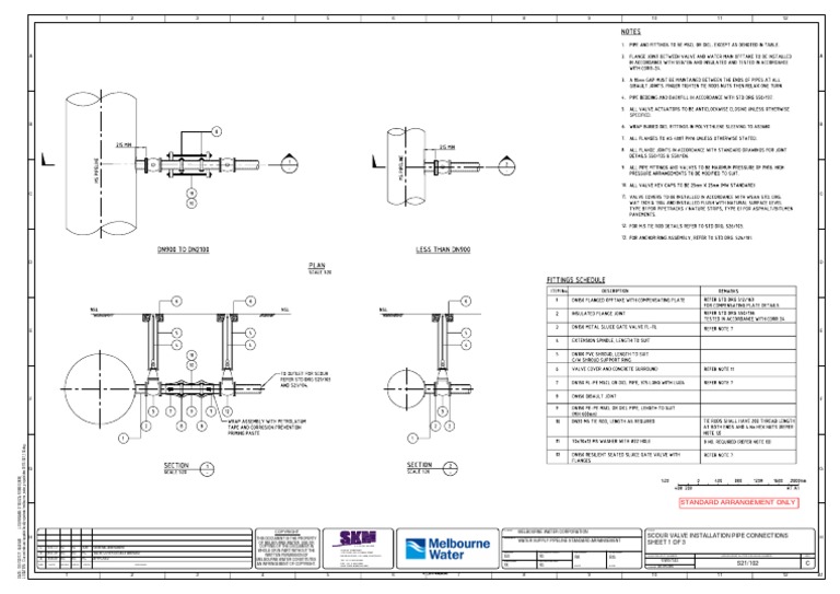 S21 102 Scour Valve Installation Pipe Connections Sheet 1 of 3 PDF