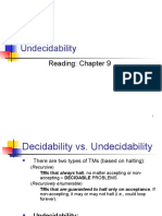 Undecidability: Reading: Chapter 9