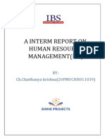 A Interm Report On Human Resource Management (HR) : BY: CH - Chaithanya Krishna (20FMUCHH011039)