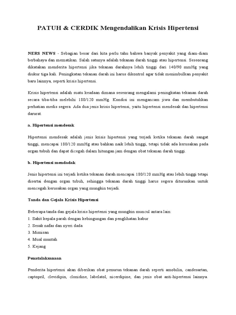 Mengendalikan Krisis Hipertensi dengan CERDIK | PDF | Kesehatan Holistik