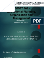 EDMGT 602 - Educational Planning, Organization and Management