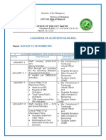 Calendar of Activities Cy 2022