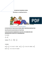 9 worksheet  on four rules of fractions -