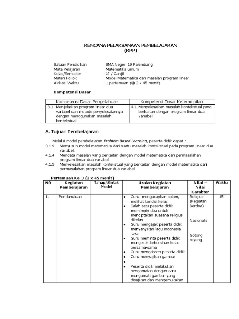 RPP Model Matematika | PDF