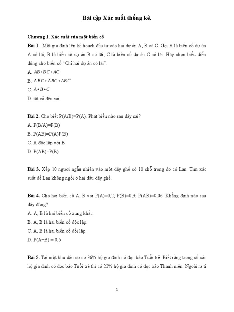 Bai Tap Xac Suat | PDF