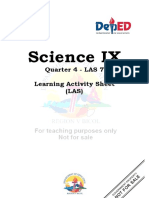 Science IX: Quarter 4 - LAS 7 Learning Activity Sheet (LAS)