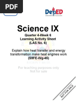 Science IX: Quarter 4-Week 6 Learning Activity Sheet (LAS No. 6)