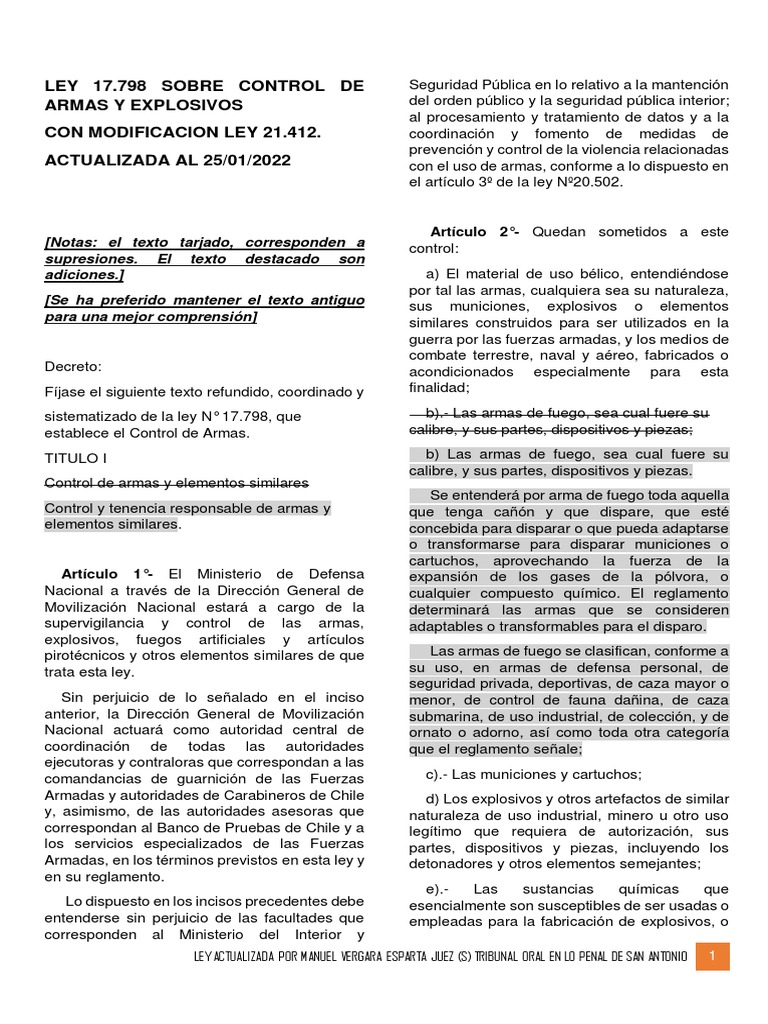 Ley 17798 Con 21412 PDF Armas de fuego Pirotécnica