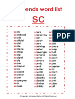 Consonant Blends Word Lists S