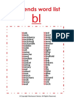 Consonant Blends Word Lists L