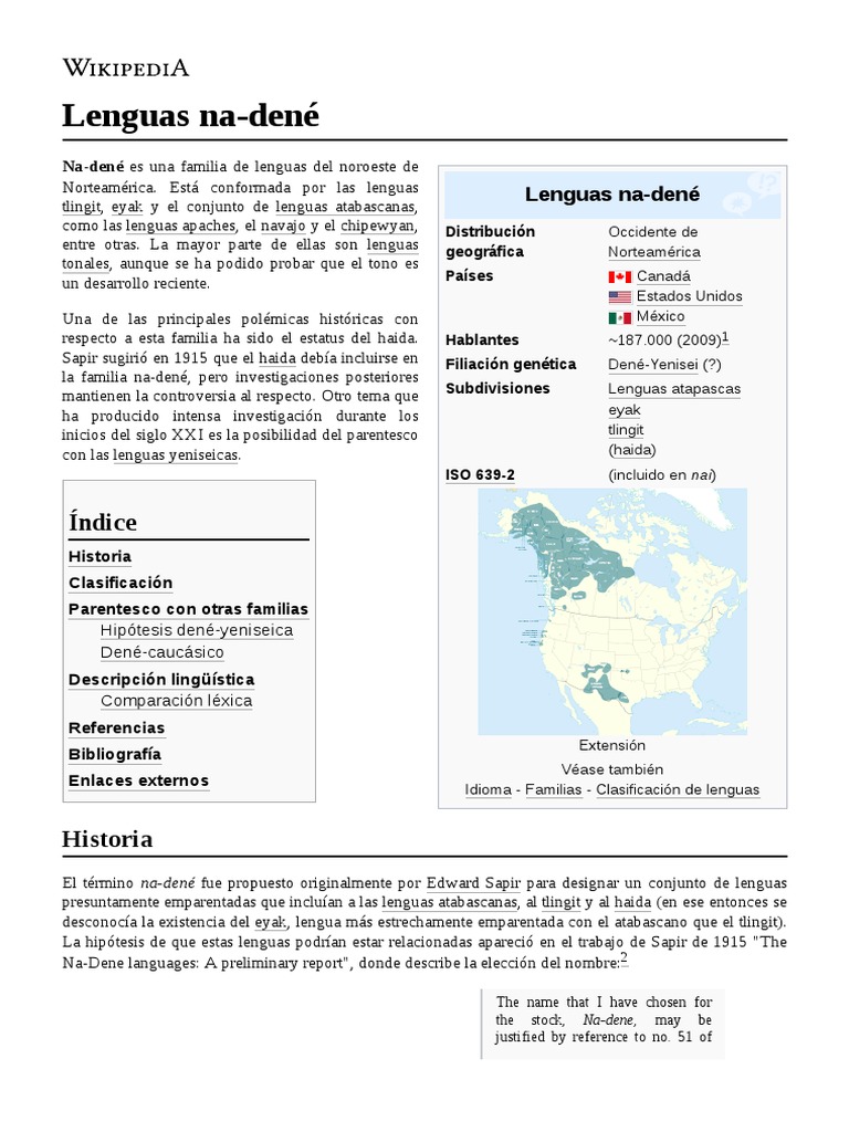 Lenguas NaDené PDF Familias de idiomas Lingüística