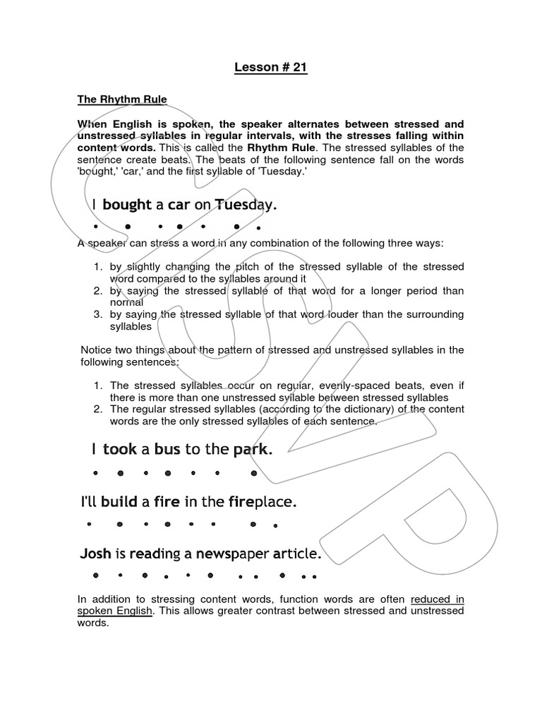 Lesson 21 | PDF | Stress (Linguistics) | English Language
