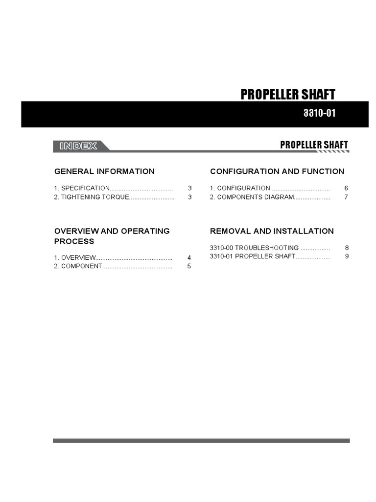 An InDepth Look at Propeller Shaft Components, Removal, Installation